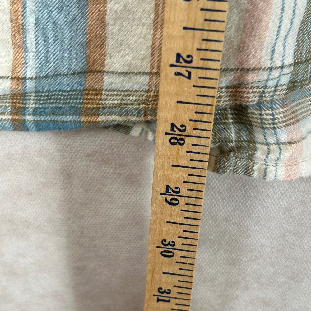 American Eagle Womens Plaid Snap Front Flannel Shirt Blue Pink Green Size M - Picture 8 of 9